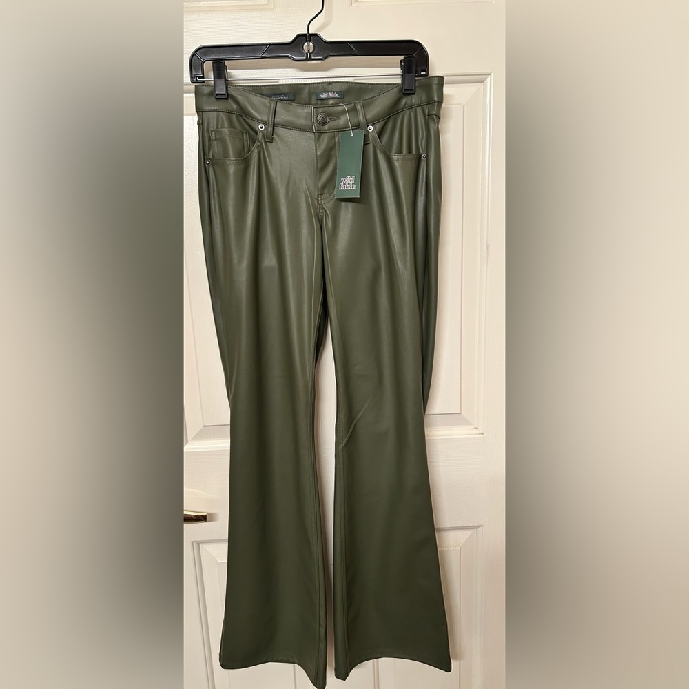 NWT - Wild Fable Khaki Green Faux Leather Pants Size 4